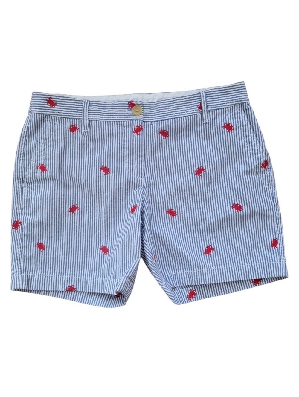 Talbots Blue & White Striped Crab Girlfriend Chino Shorts Size 4 Petite